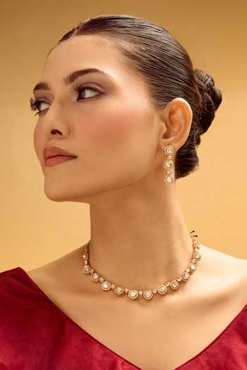Nazaakat By Samara Singh Gold and White Jewellery Set 