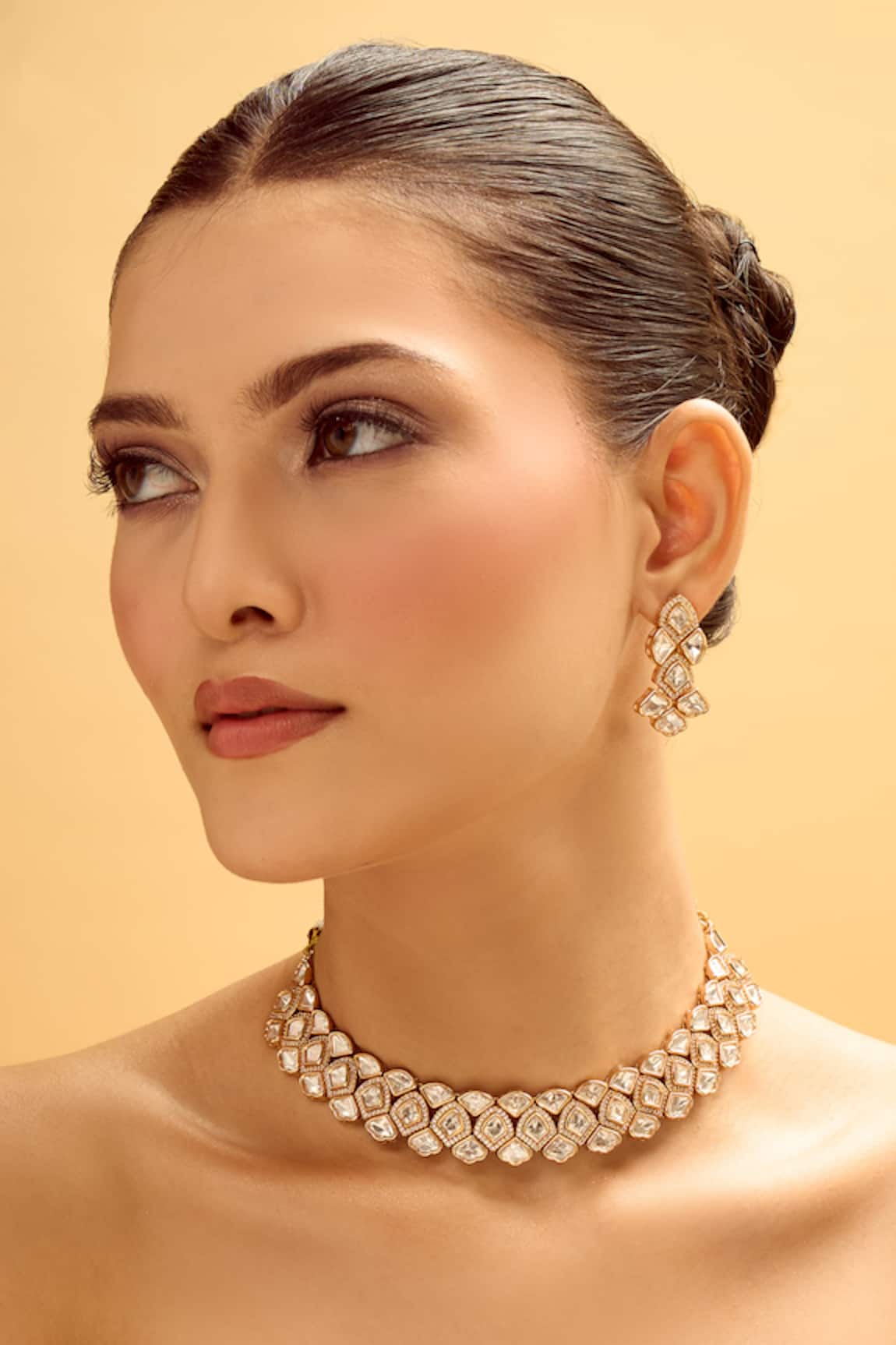 Nazaakat By Samara Singh Gold & White Stone Embellished Jewellery Set