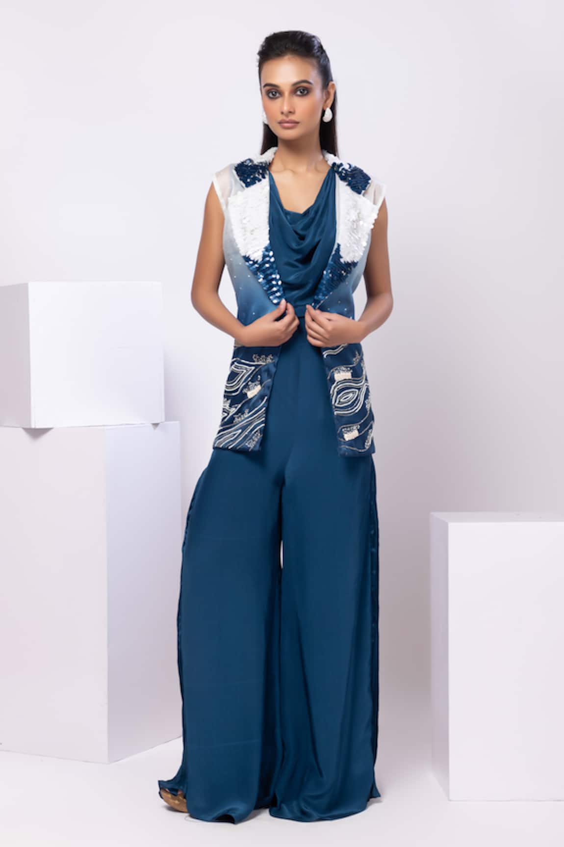 Smriti By Anju Agarwal Ombre Sequin Jacket Set 