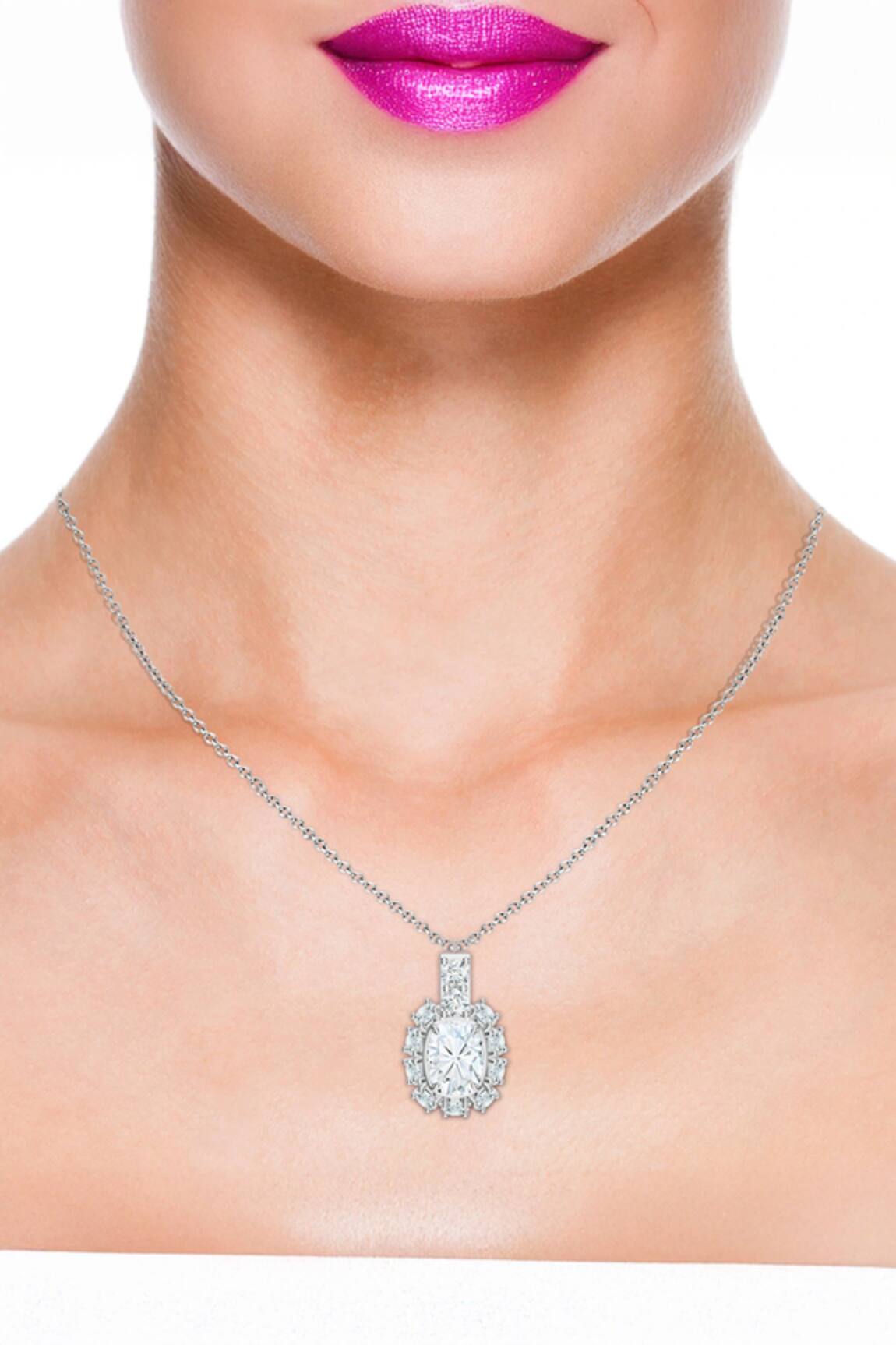 Kicky & Perky Moissanite Silver Pendant Necklace