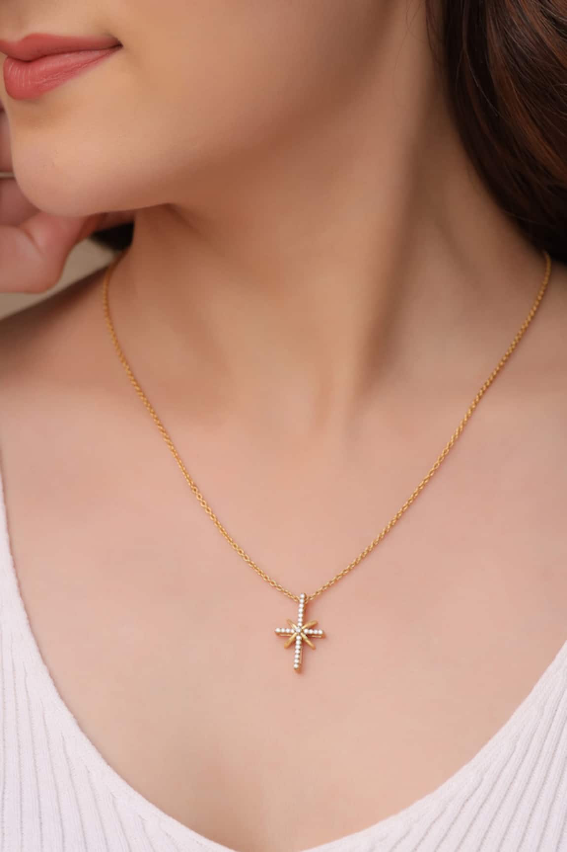 Kicky & Perky Moissanite Star Pendant Necklace 