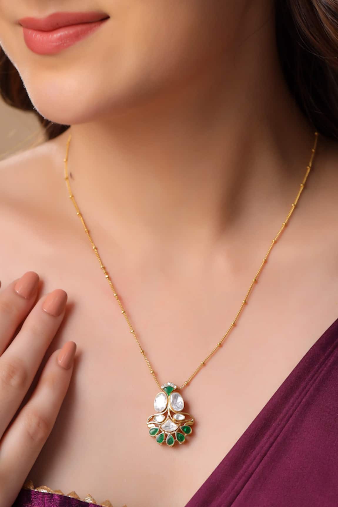 Kicky & Perky Gold Moissanite Pendant Necklace 