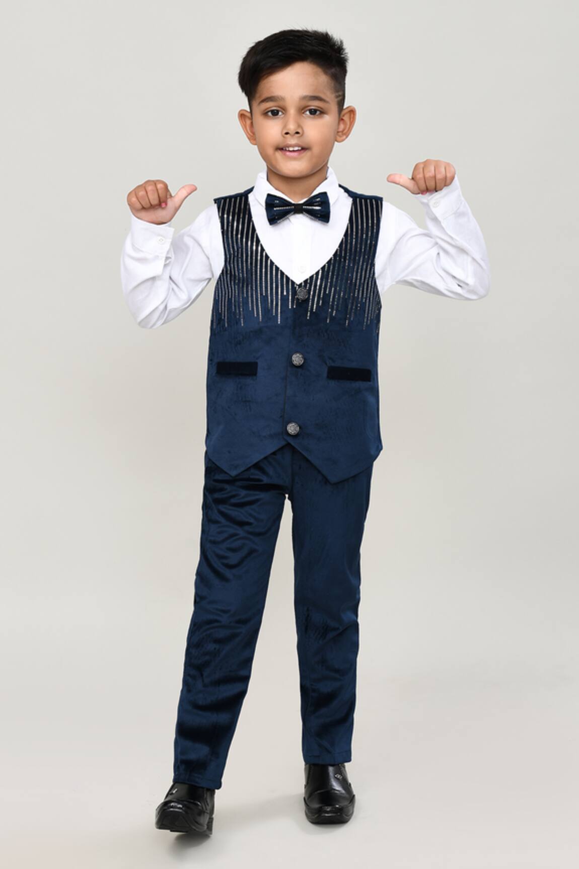 Arihant Rai Sinha Boys Velvet Waistcoat Suit Set 