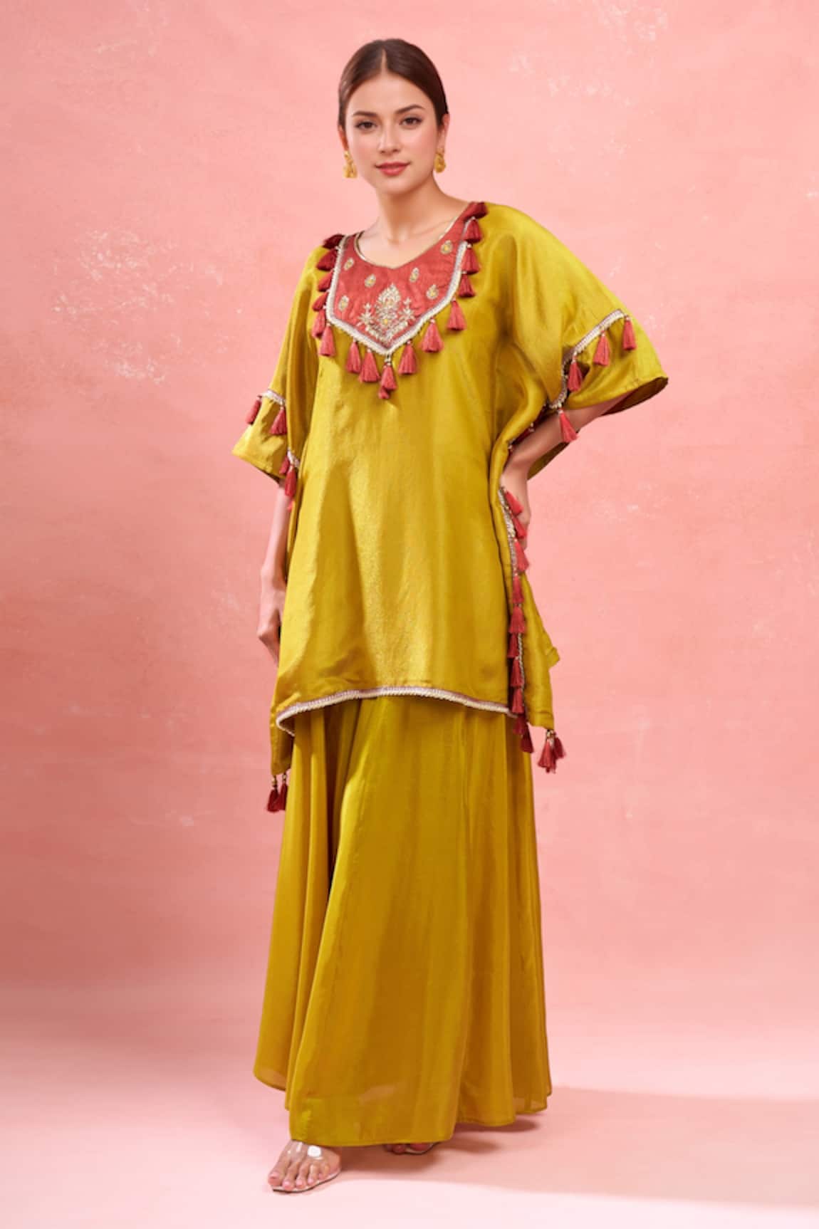 Samyukta Singhania Digital Hand Work Kaftan & Palazzo Set 