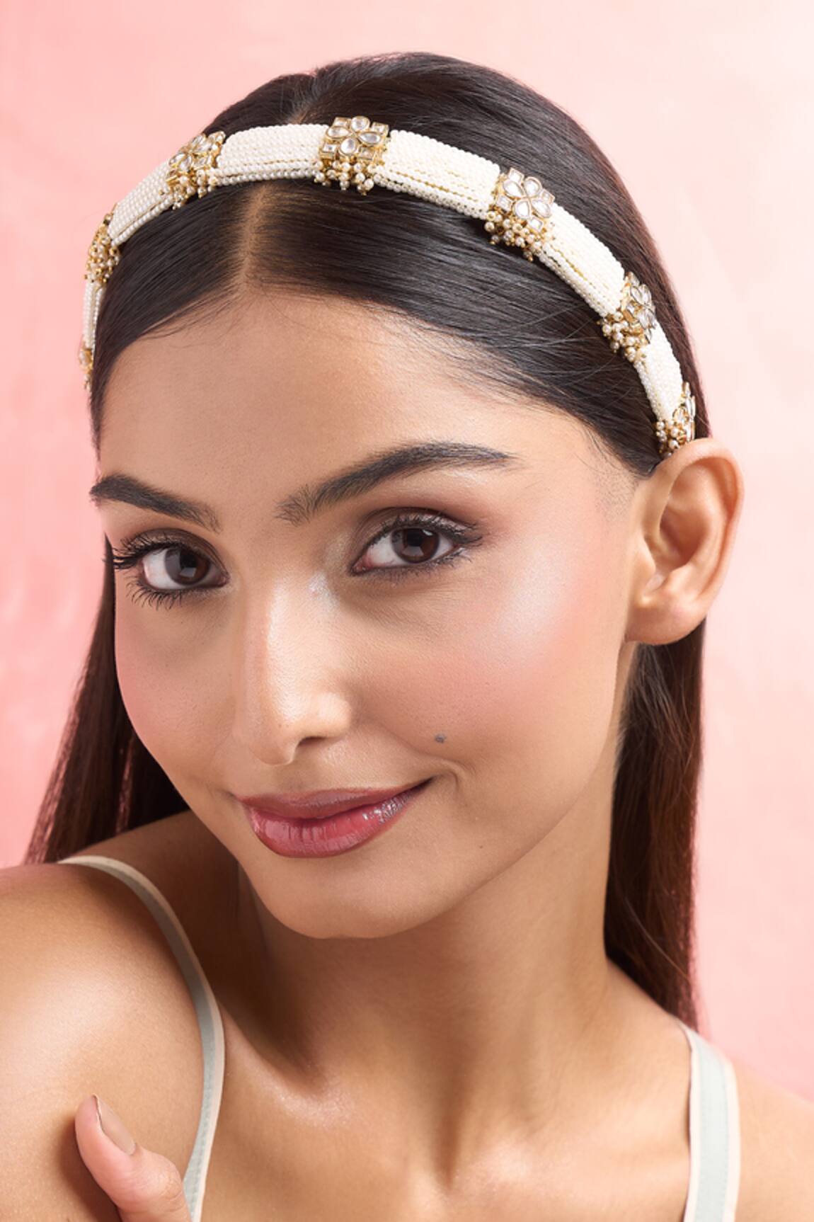 Nazaakat By Samara Singh Polki & Japanese Pearls Hair Band 