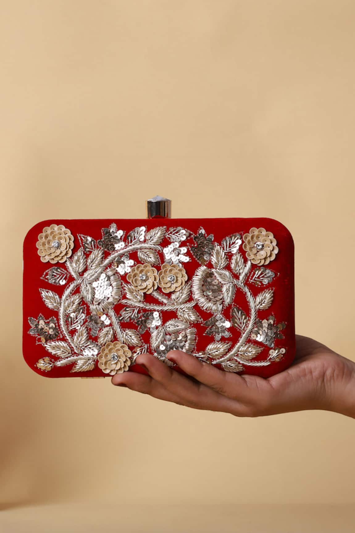 Nazaakat By Samara Singh Embroidered Velvet Clutch
