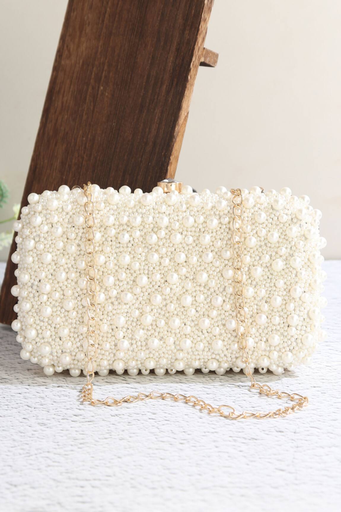 Samyukta Singhania White Hand-Embroidered Clutch Bag 