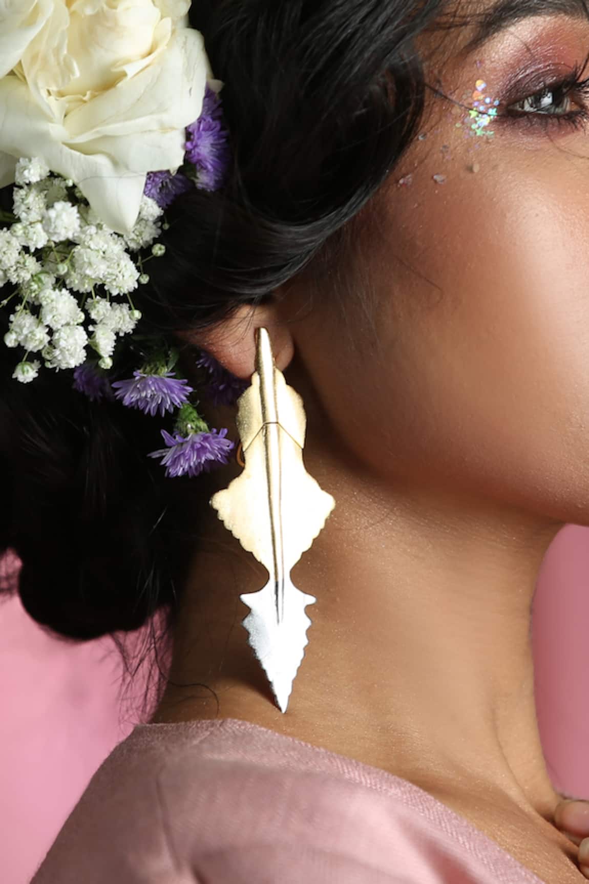 Zaza By Somya Contemporary Gold Dangle Earrings 