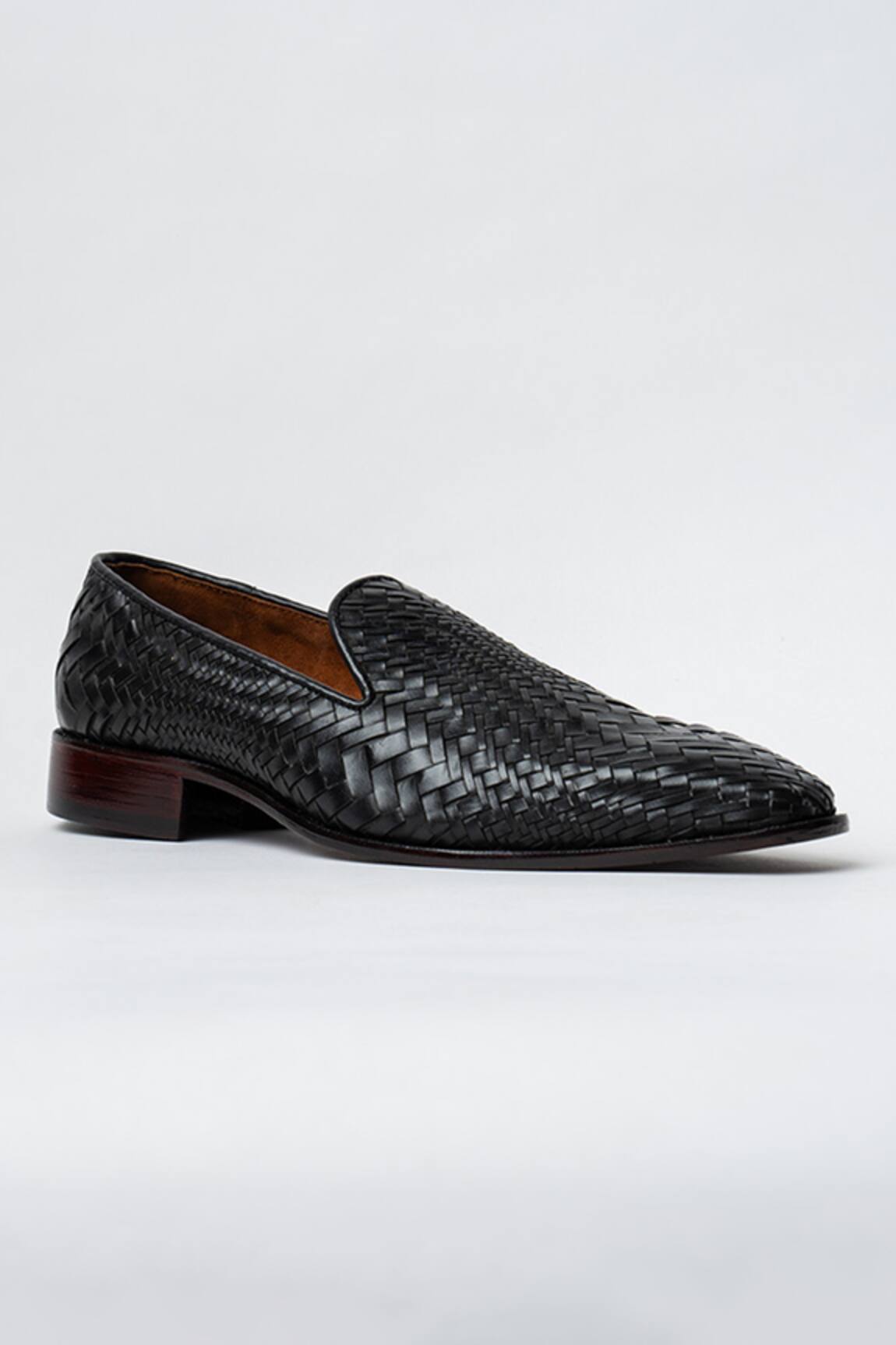 Kavith Black Hand Woven Evening Slip-Ons