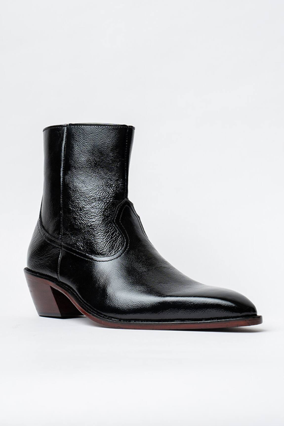 Kavith Square Toe Trapezoid Heel Ankle Boots
