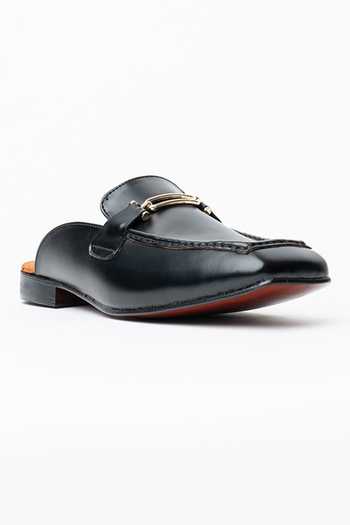 Kavith Black Evening Square Toe Slippers 