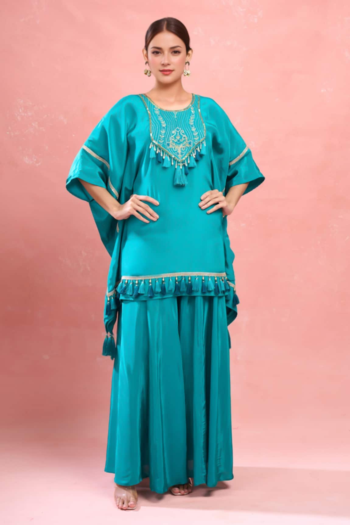 Samyukta Singhania Rama Green Kaftan & Palazzo Set 