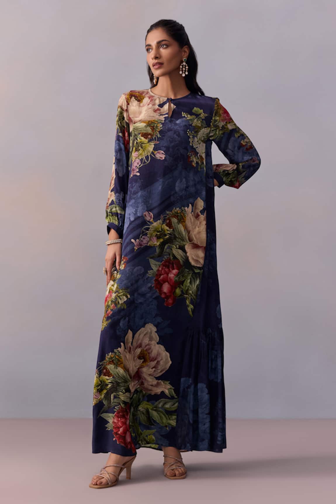 Kalista Myra Jalabiya Floral Print Maxi Dress 