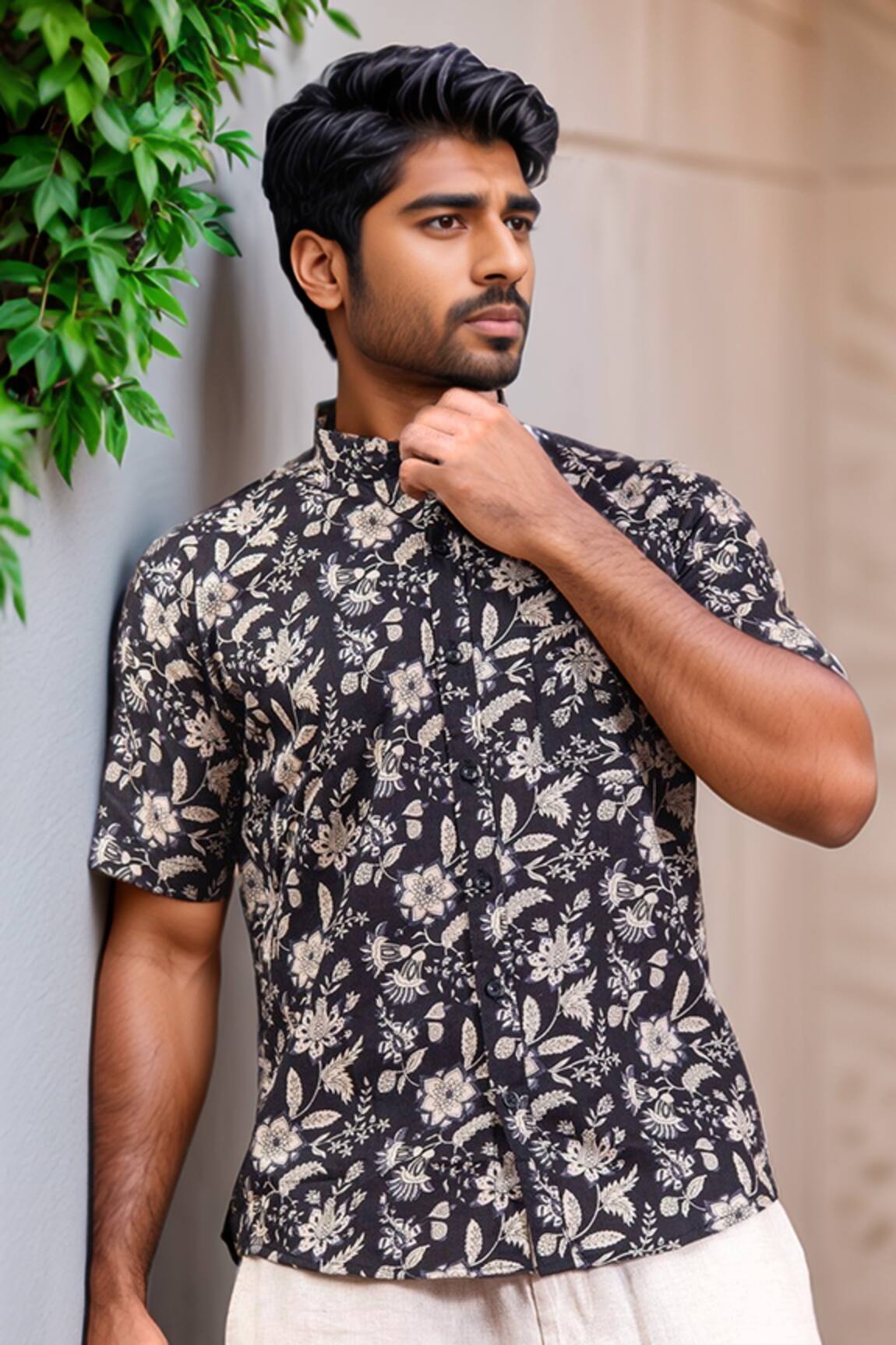 Aryavir Malhotra Blossom Print Cotton Shirt 