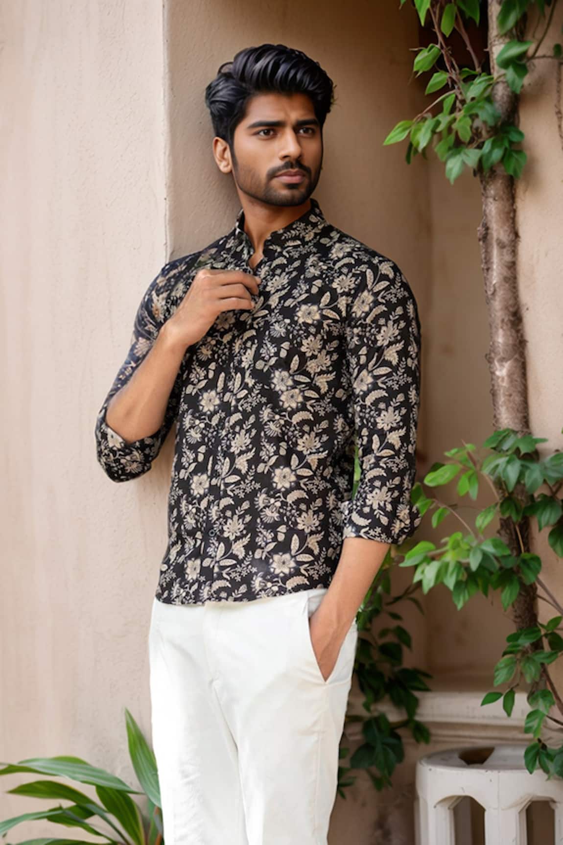 Arihant Rai Sinha Blossom Print Cotton Shirt 