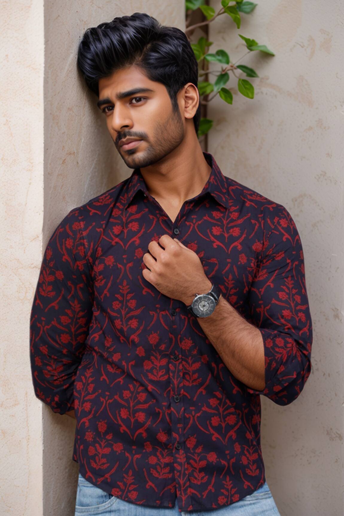 Aryavir Malhotra Floral Print Cotton Shirt 