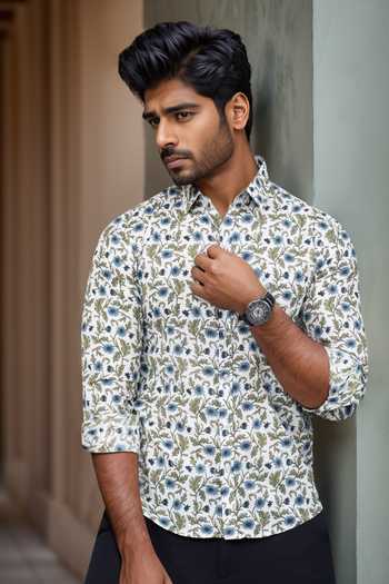 Aryavir Malhotra Floral Vine Print Casual Shirt 