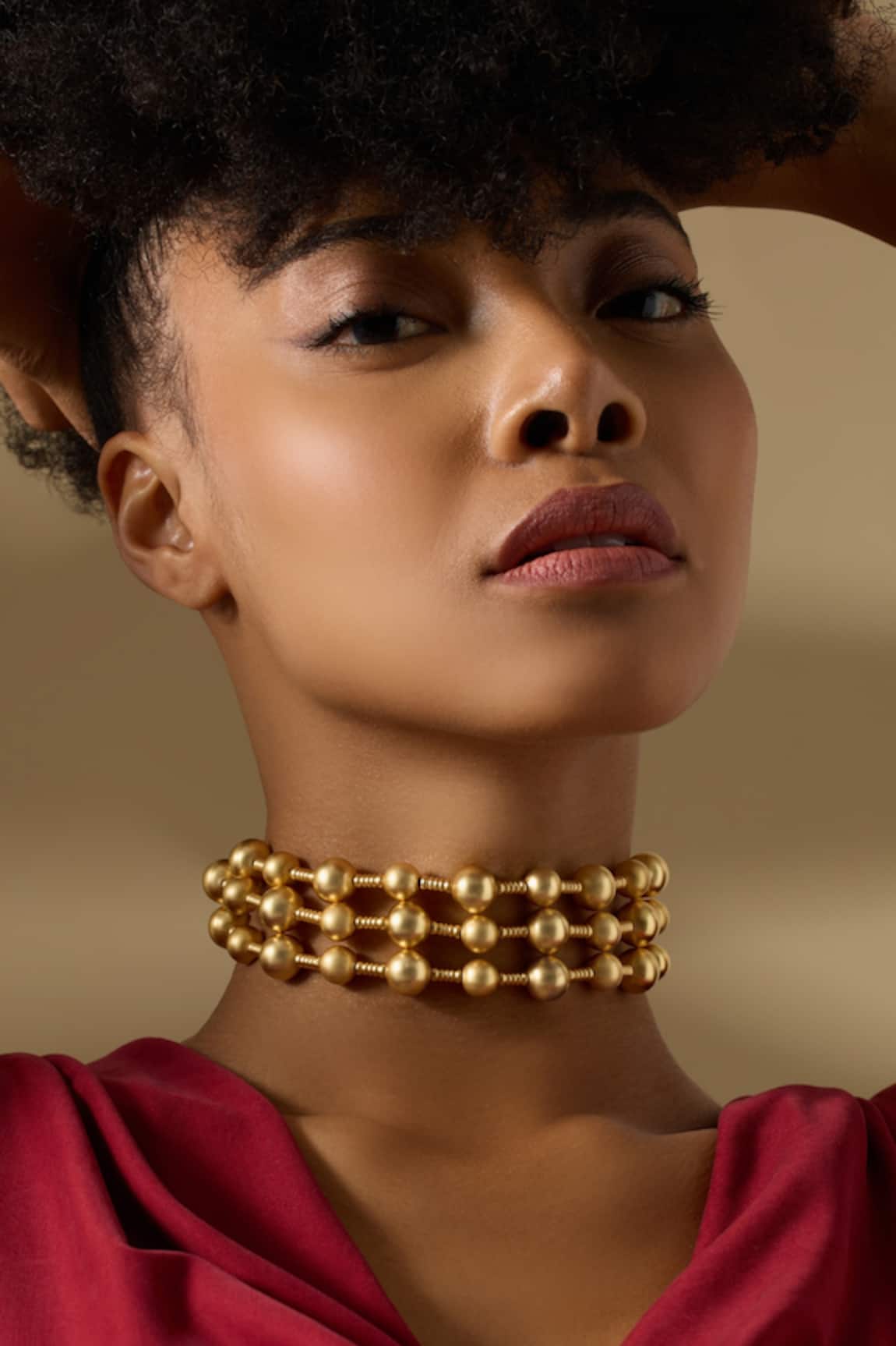 Joules By Radhika Sculptural Gold Finish Choker Necklace 