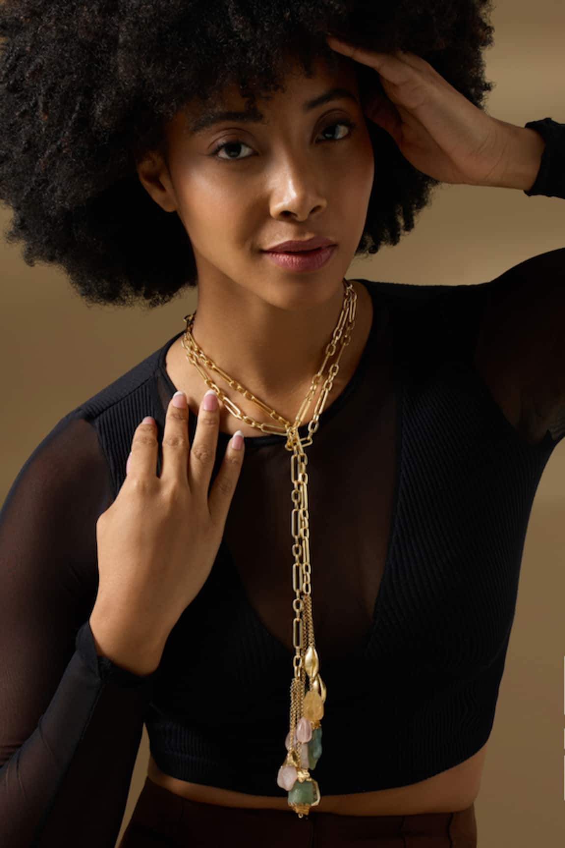 Joules By Radhika Multicolor Quartz Stone Pendant Necklace