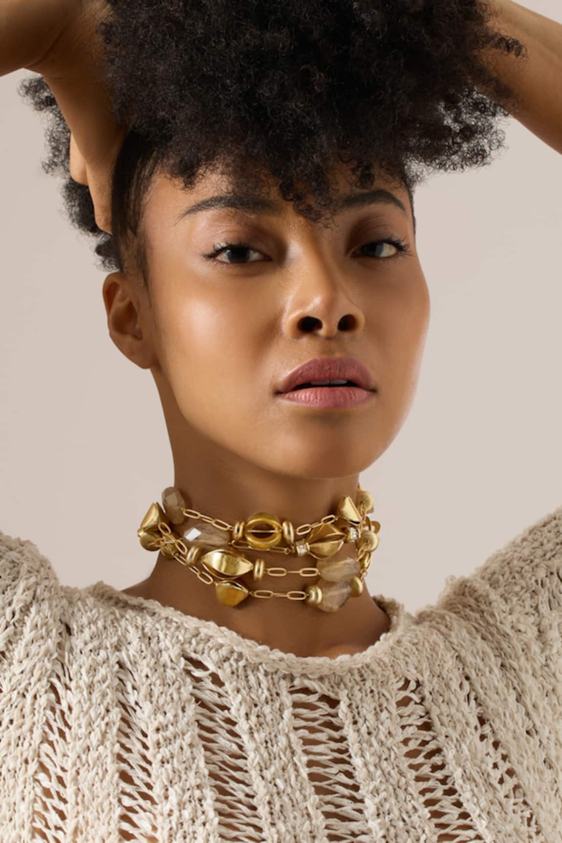 Joules By Radhika Sculpted Gold-tone Amethyst Choker