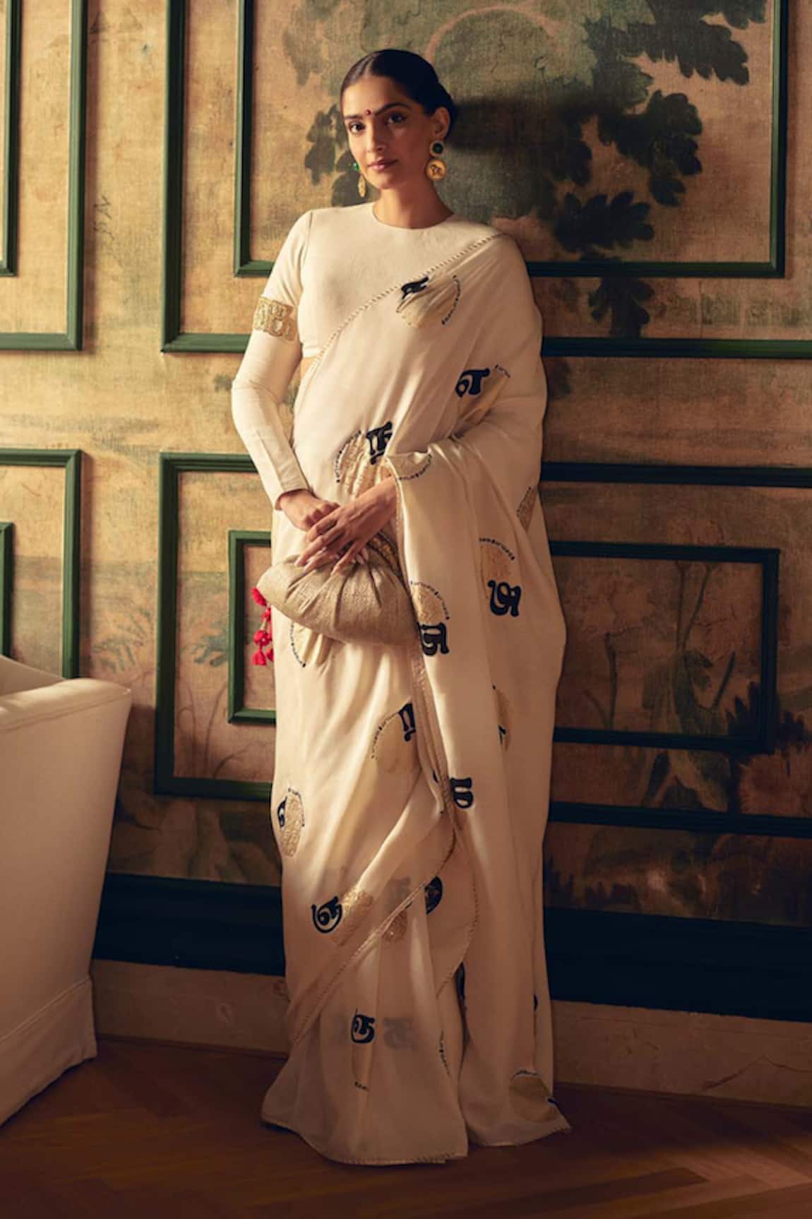 Masaba Ivory Oh So Masaba Printed Saree & Unstitched Blouse Piece