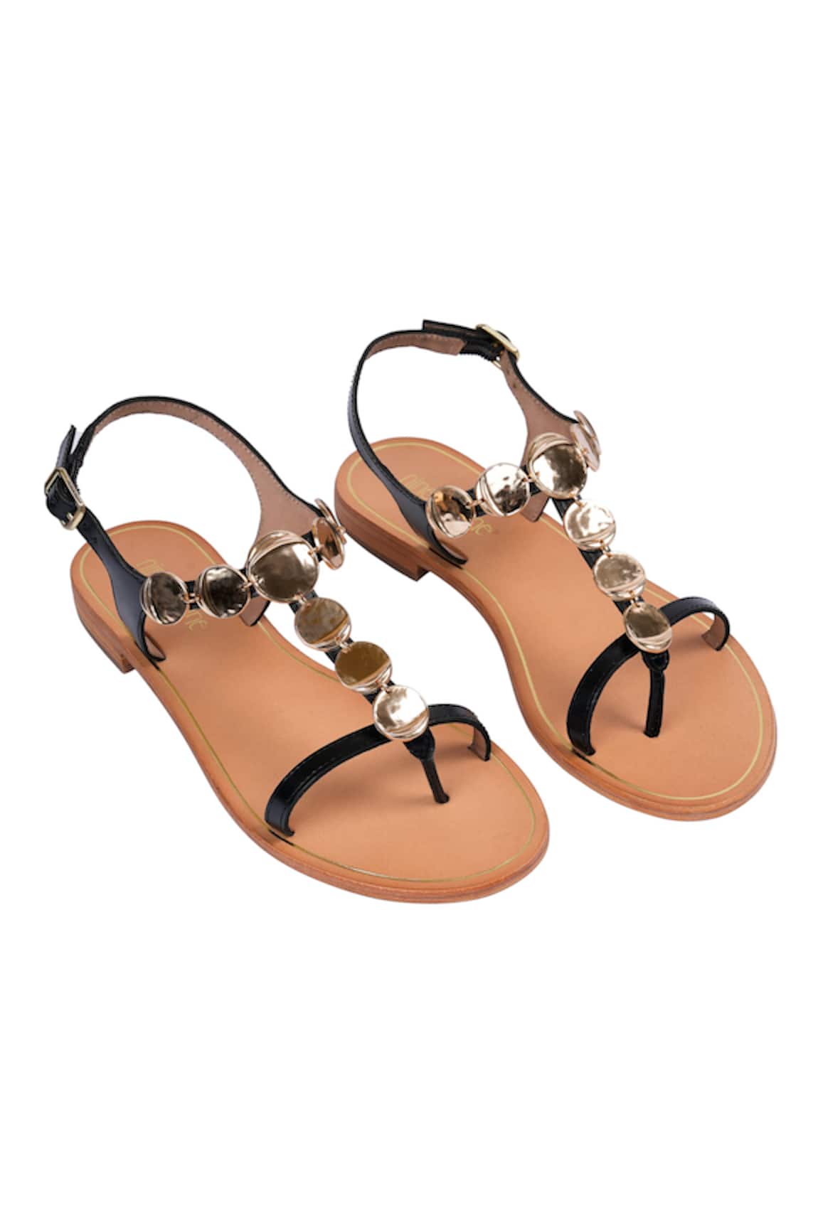Nine By Janine Black & Gold Ornament Flats 