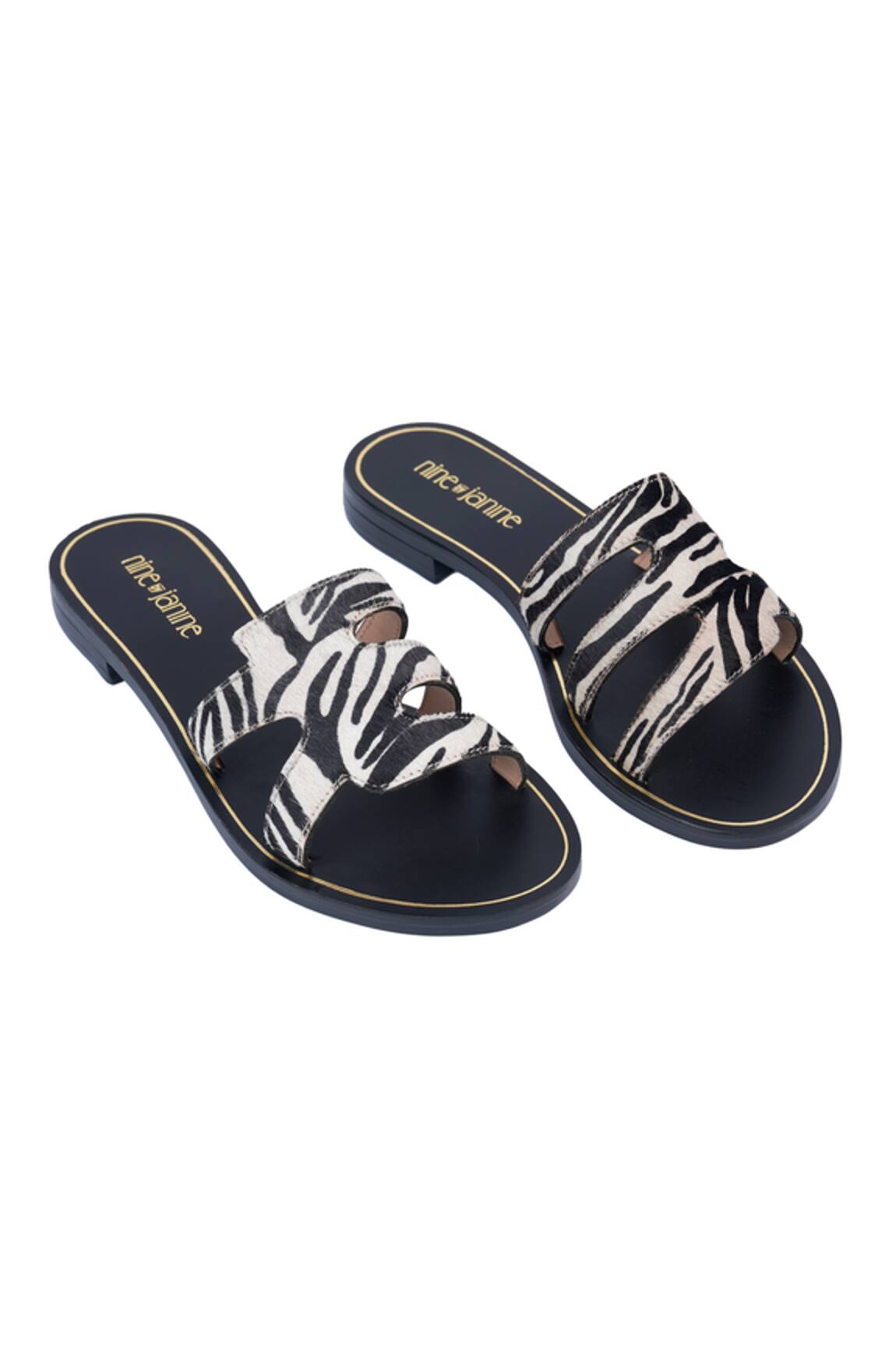 Nine By Janine Zebra Hair on Slide Flats 