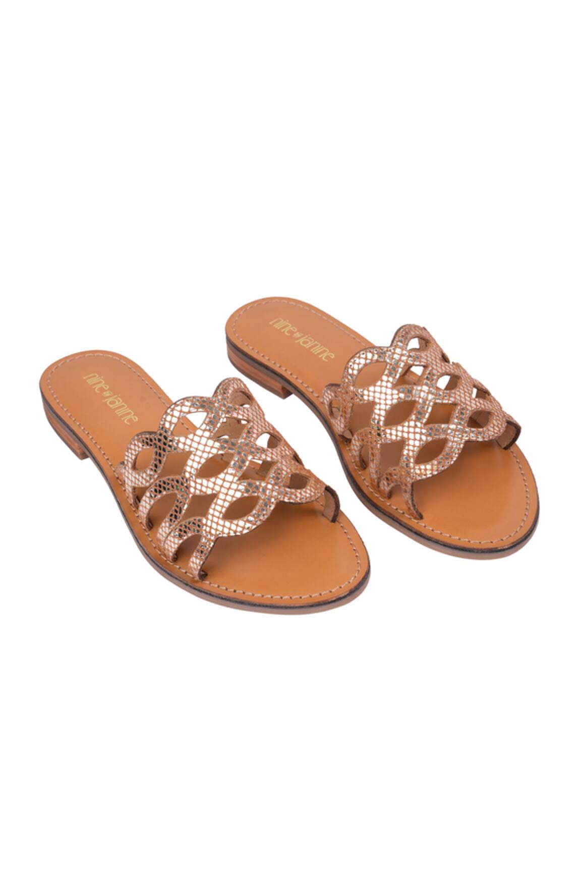 Nine By Janine Tan Suede Slide Flats 