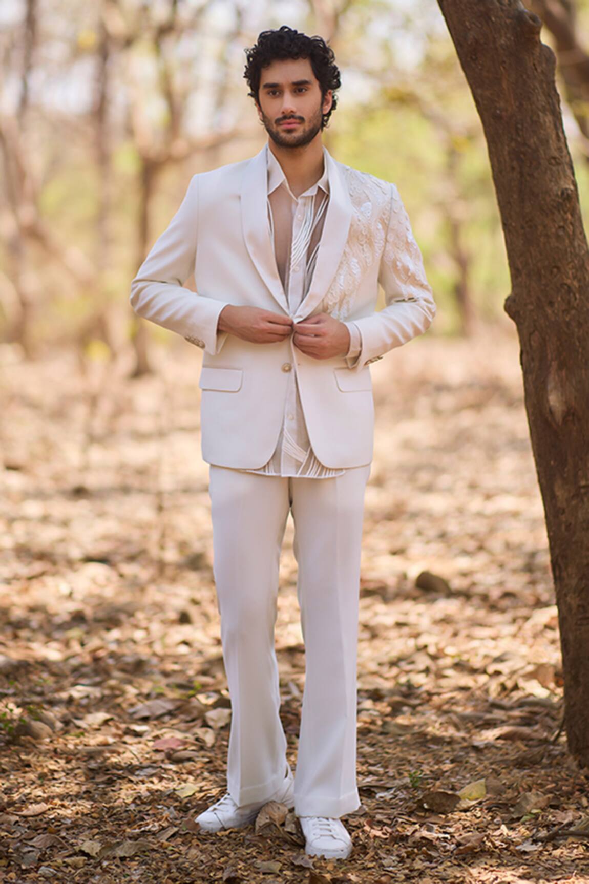 Nirmooha Ivory Command Boot Cut Pants 