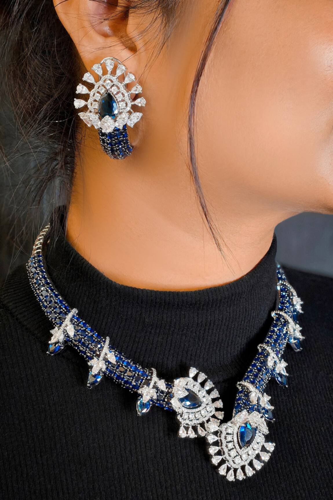 Kavipushp Royal Sapphire Bliss Necklace Set