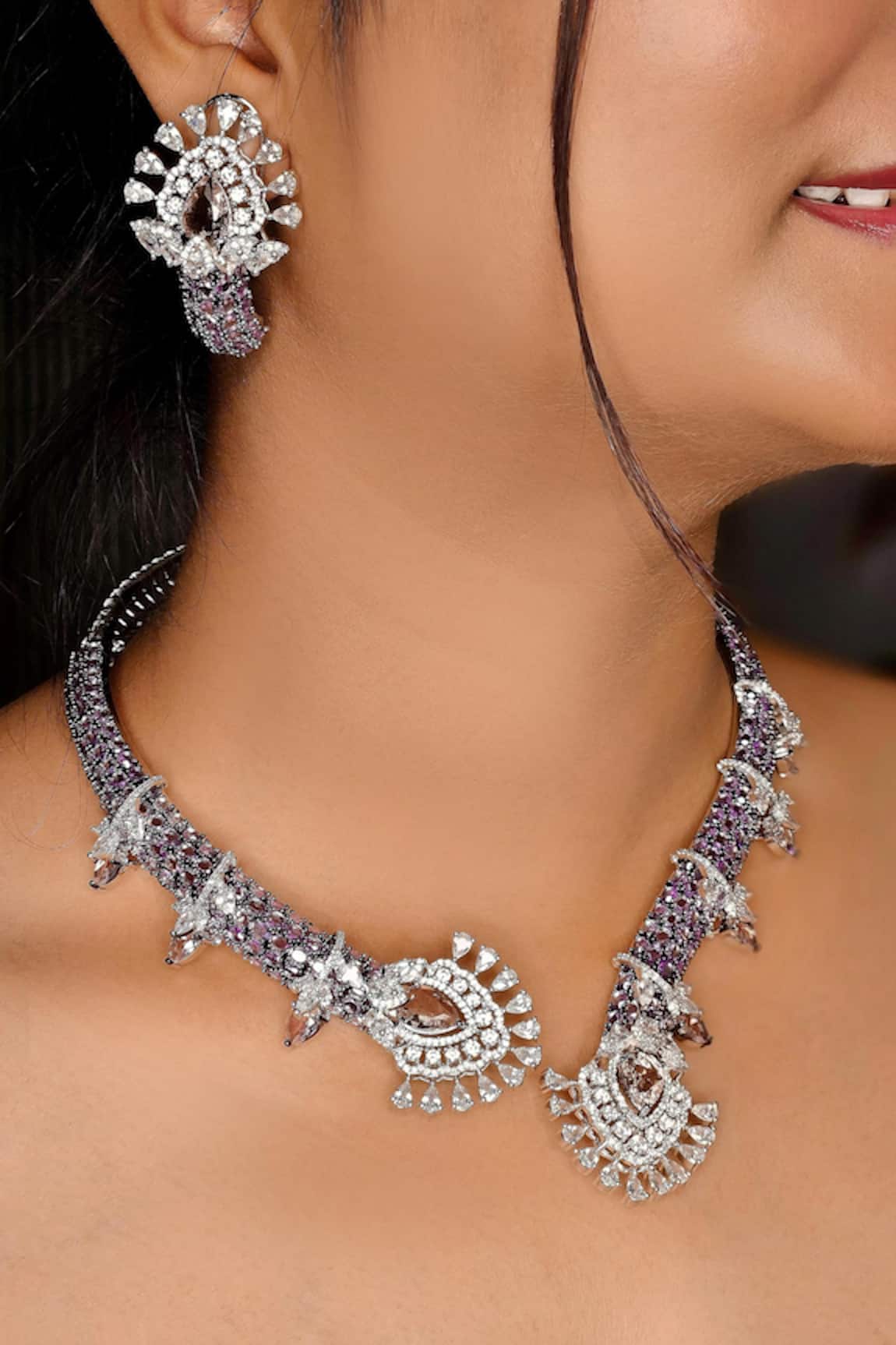 kavipushp Royal Sapphire Bliss Necklace Set 