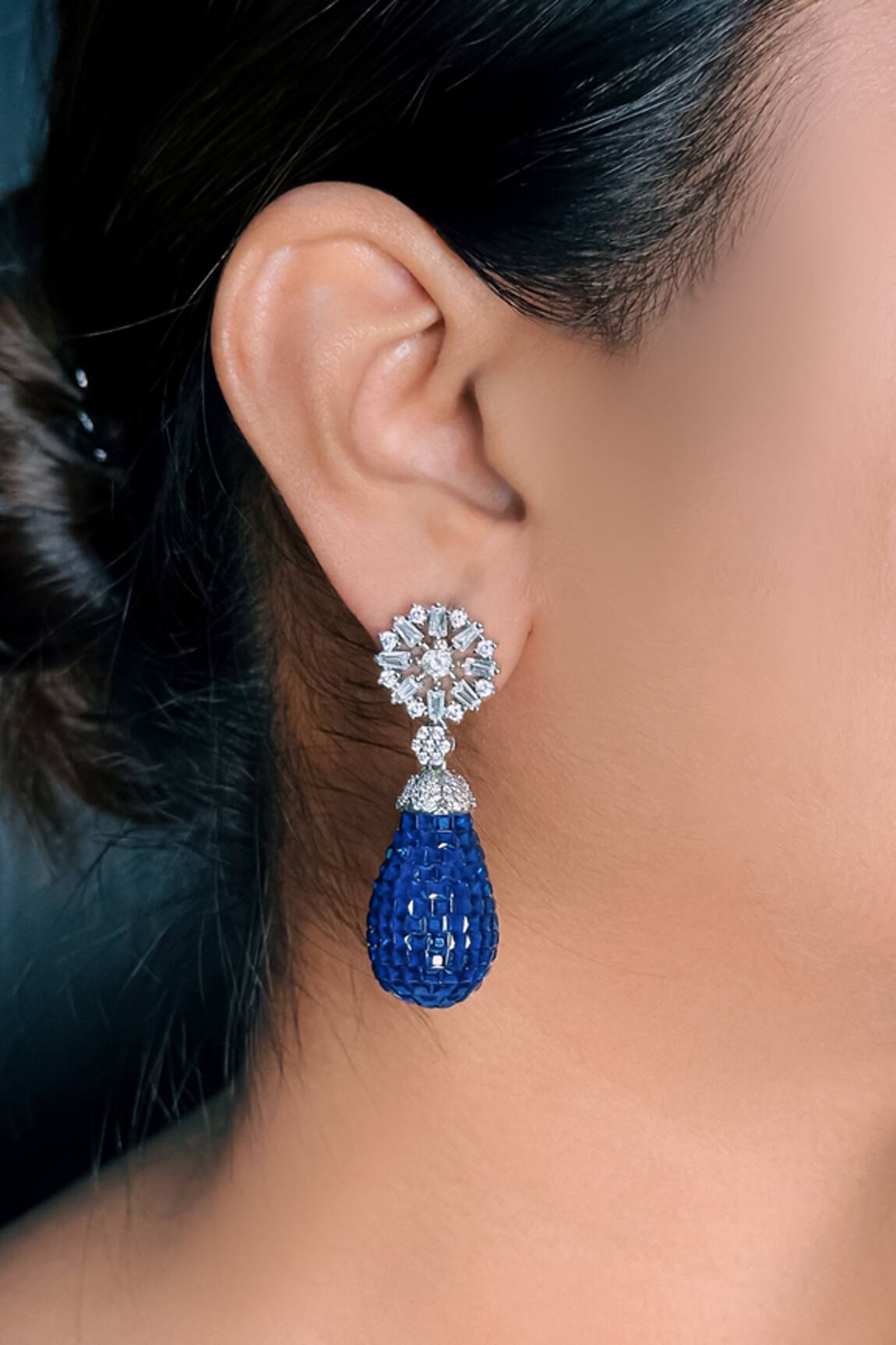 kavipushp Emerald Blue Drop Earring Set 
