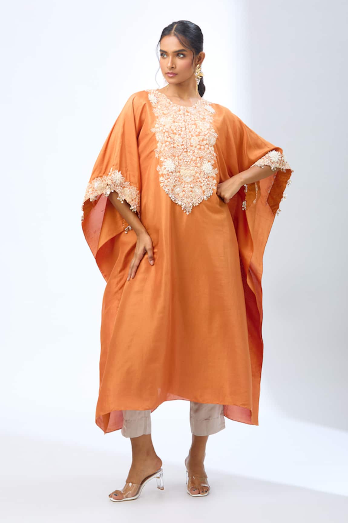 Prisho 3D Flower Embroidered Kaftan Set 