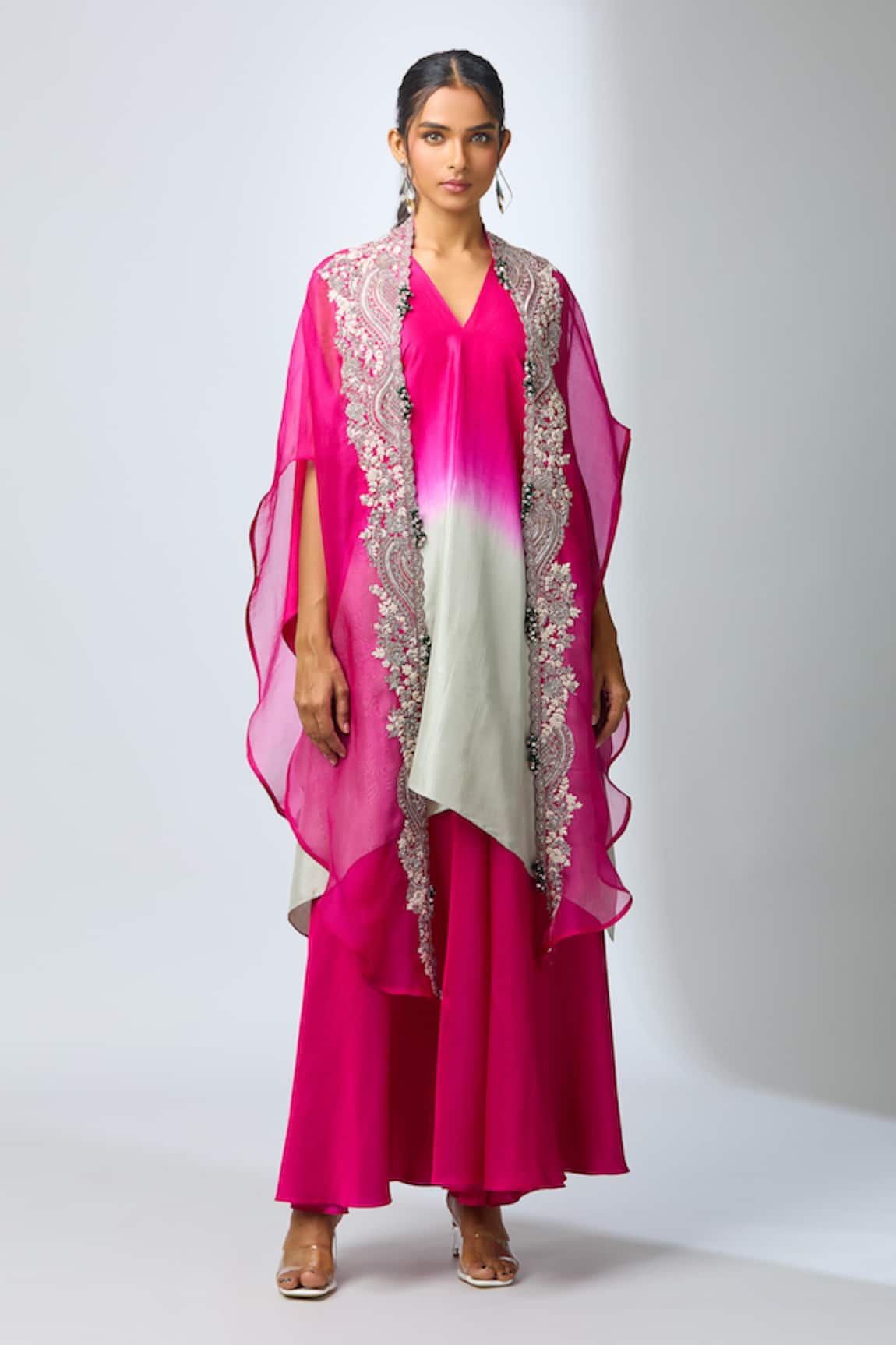Prisho Embroidered Cape & Ombre Kurta Set 
