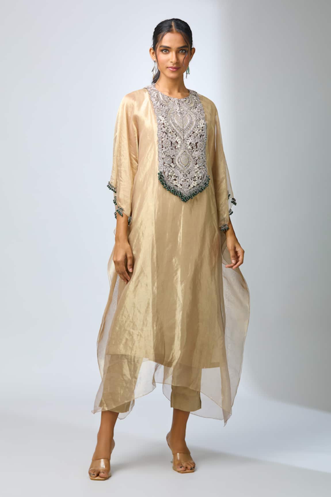 Prisho Dori Embroidered Kaftan Pant Set 