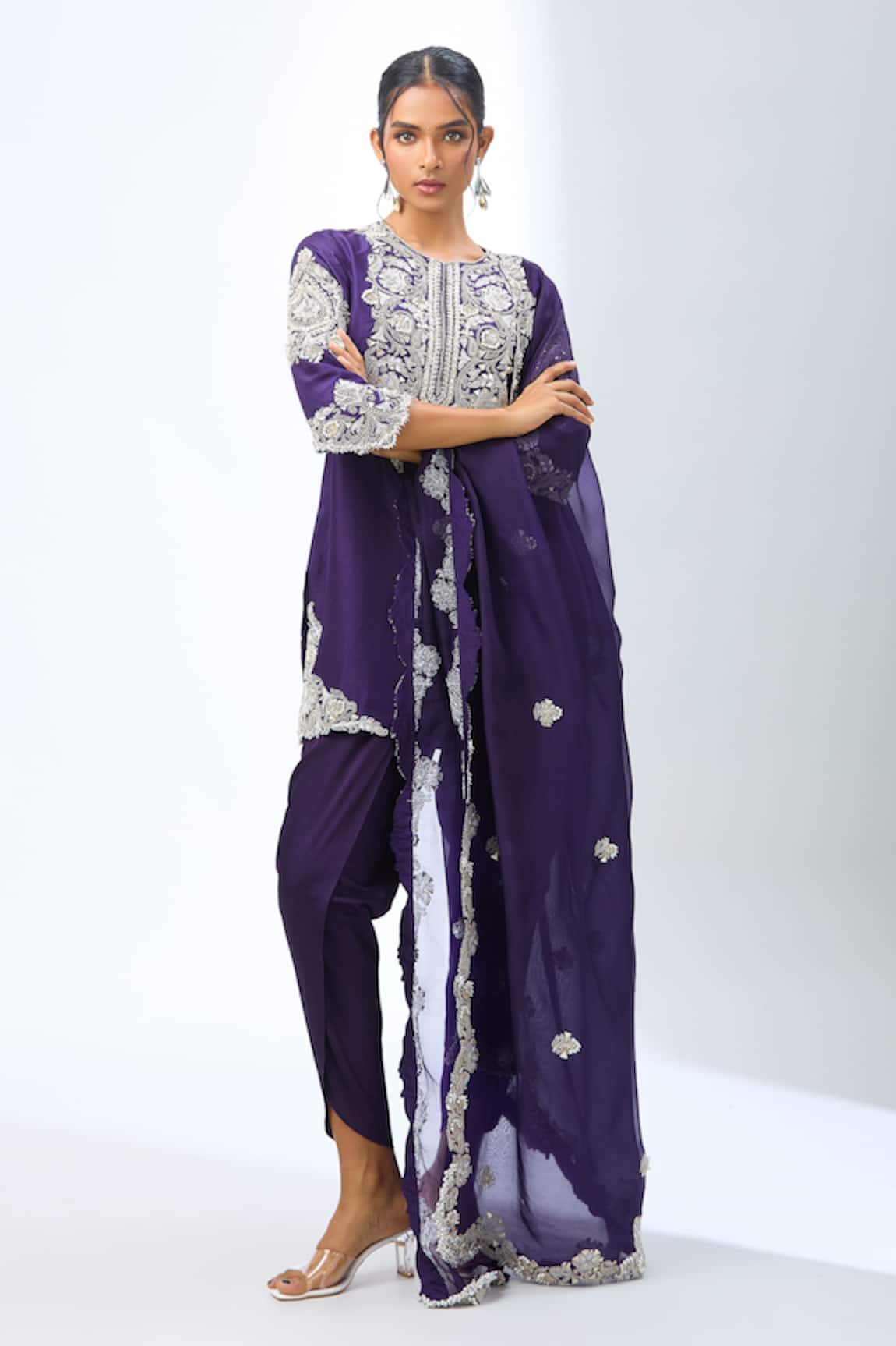 Prisho Gota Embroidered Kurta Dhoti Pant Set 