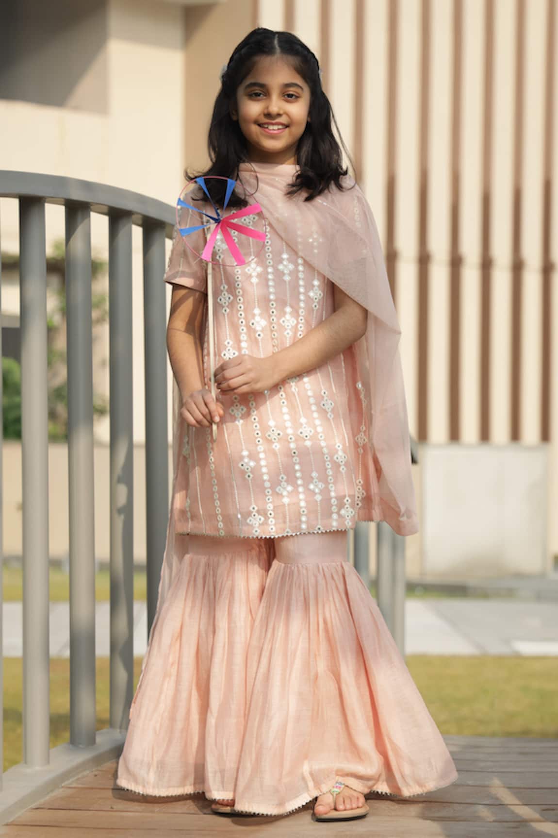 Taber Tikri Pink Chanderi Kurta Set With Dupatta 