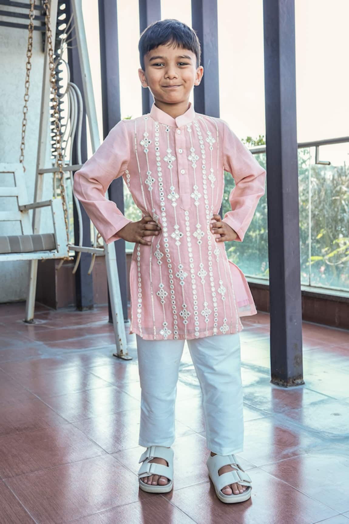 Taber Tikri Designer Pink Chanderi Kurta Set 