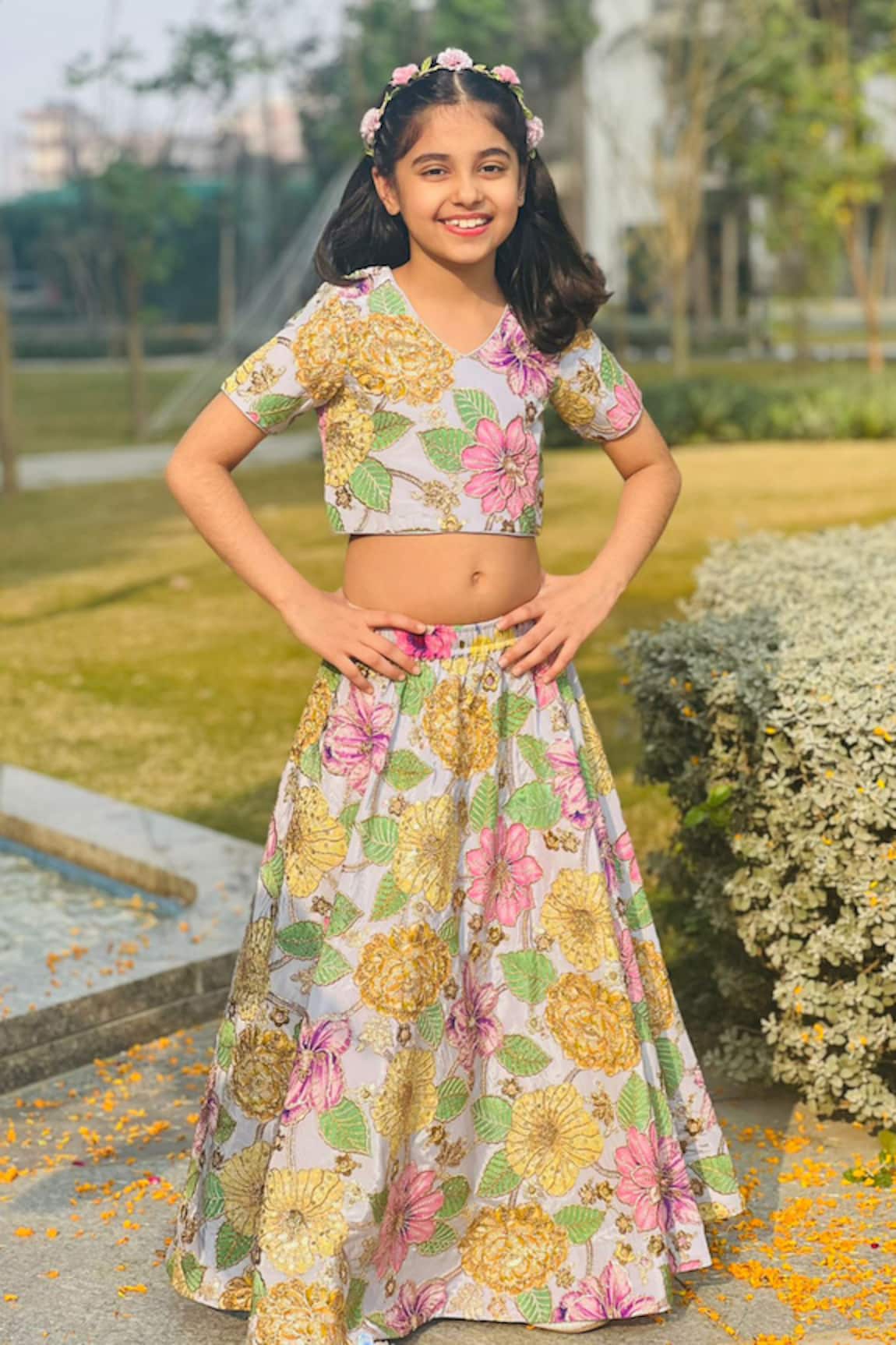 Taber Tikri Floral Print Designer Lehenga Set 