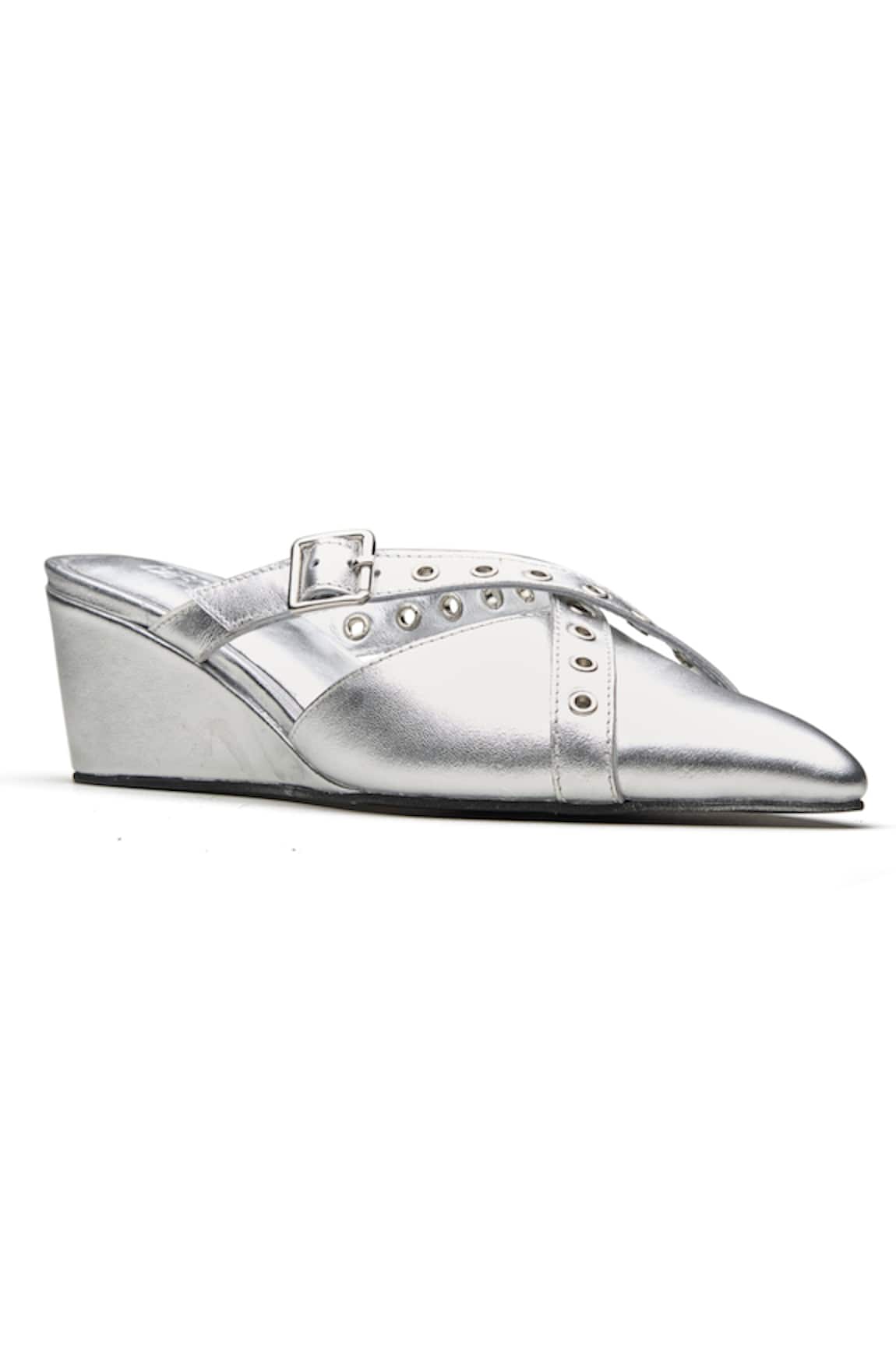 Dang Shoes Silver Foil Leather Wedges 