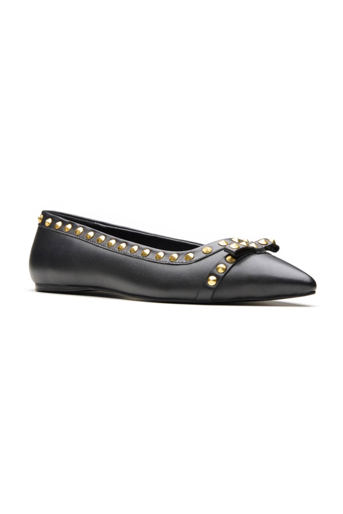 Dang Shoes Studded Black Nappa Leather Flats 