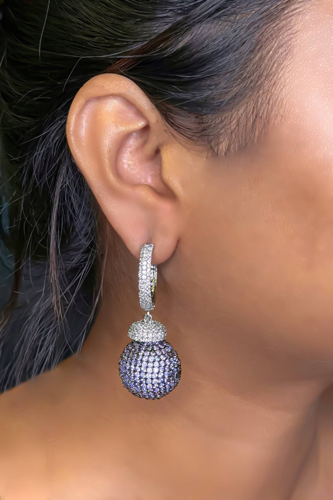 kavipushp Minimalist Purple Hanging Earrings 