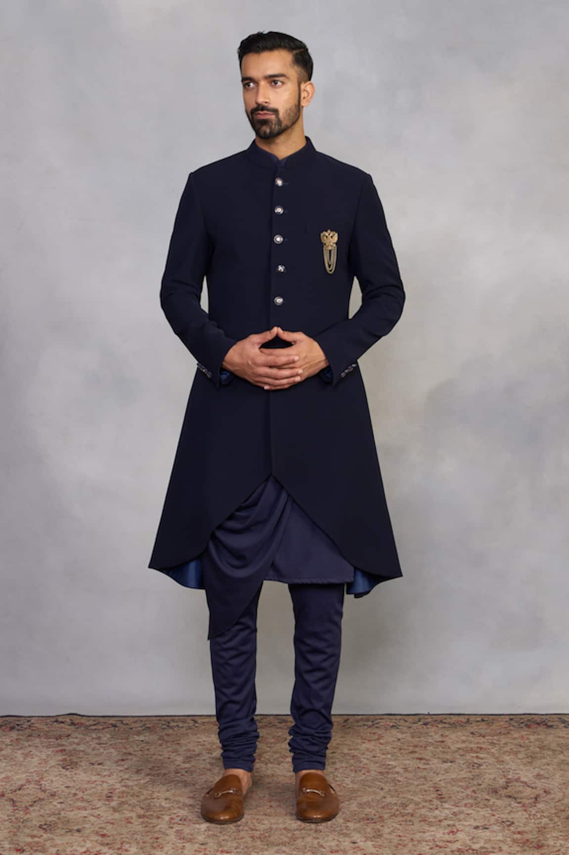 Gargee Designers Navy Indowestern Sherwani Set 