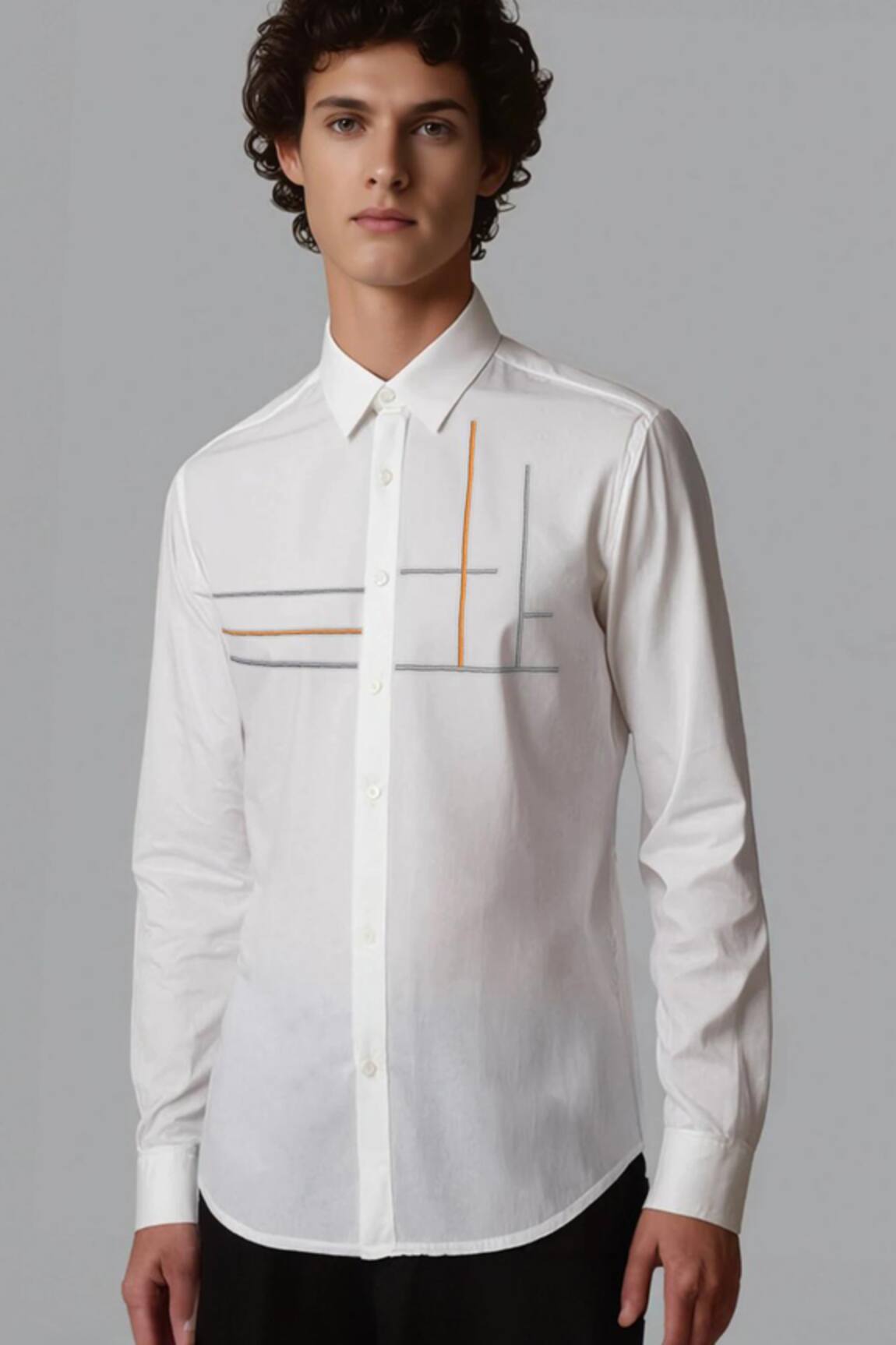 Hespoke Geometric Embroidered Casual Shirt