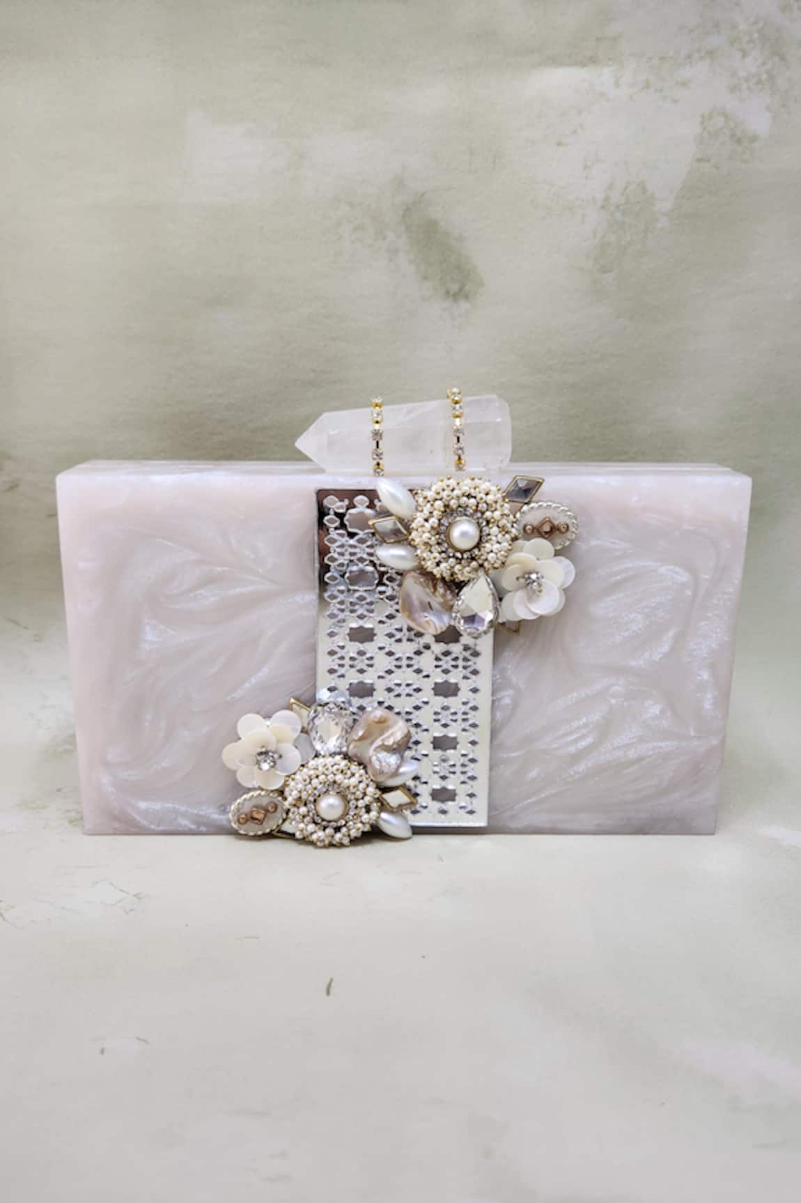 Adwita Bags & Jewels Moraccan Flower Embellished Clutch