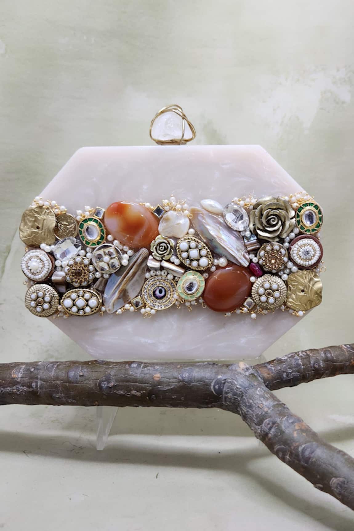 Adwita Bags & Jewels Meena Mosaic Crystal Embellished Clutch