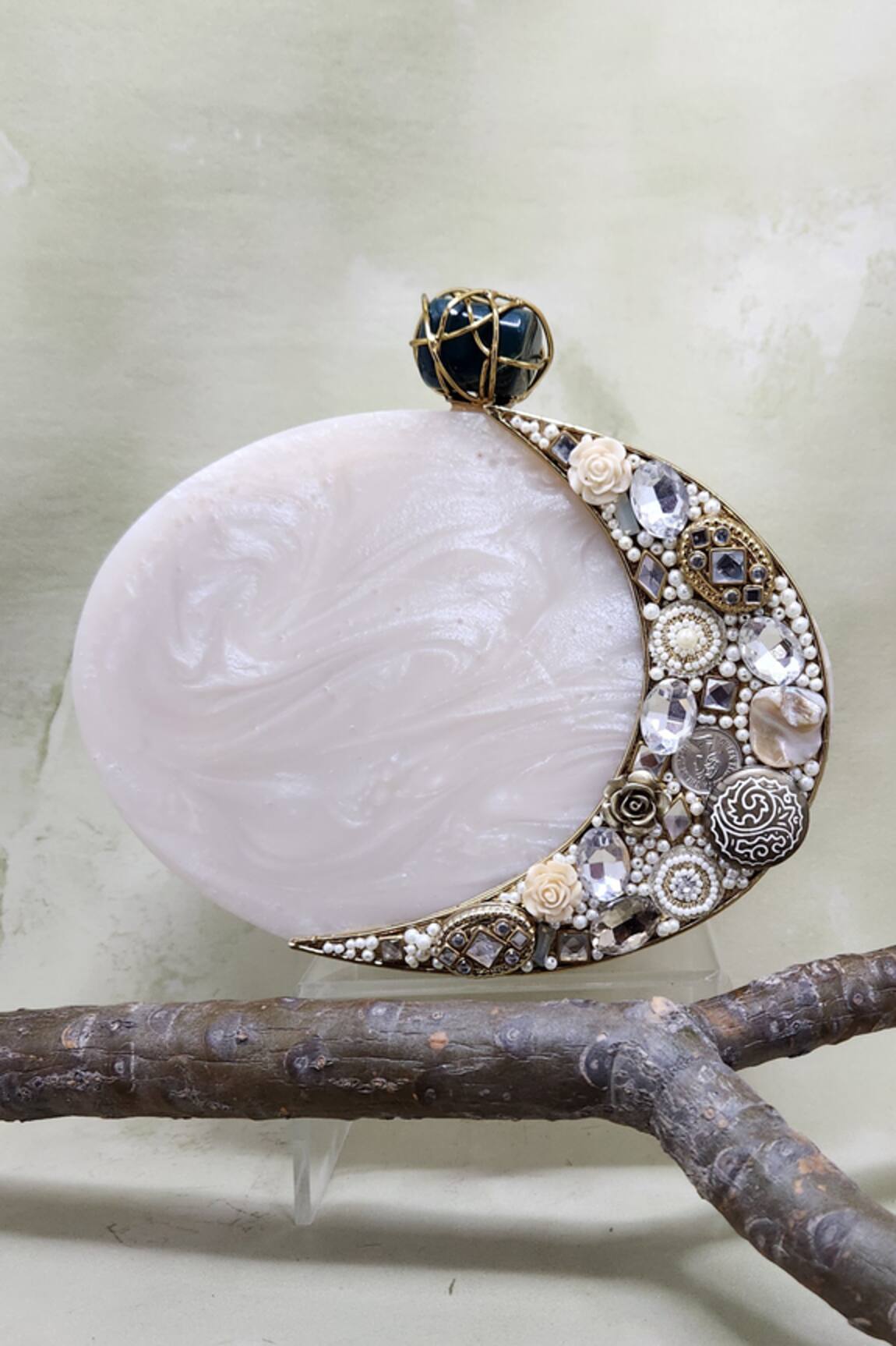 Adwita Bags & Jewels Chaand Crystal Embellished Clutch