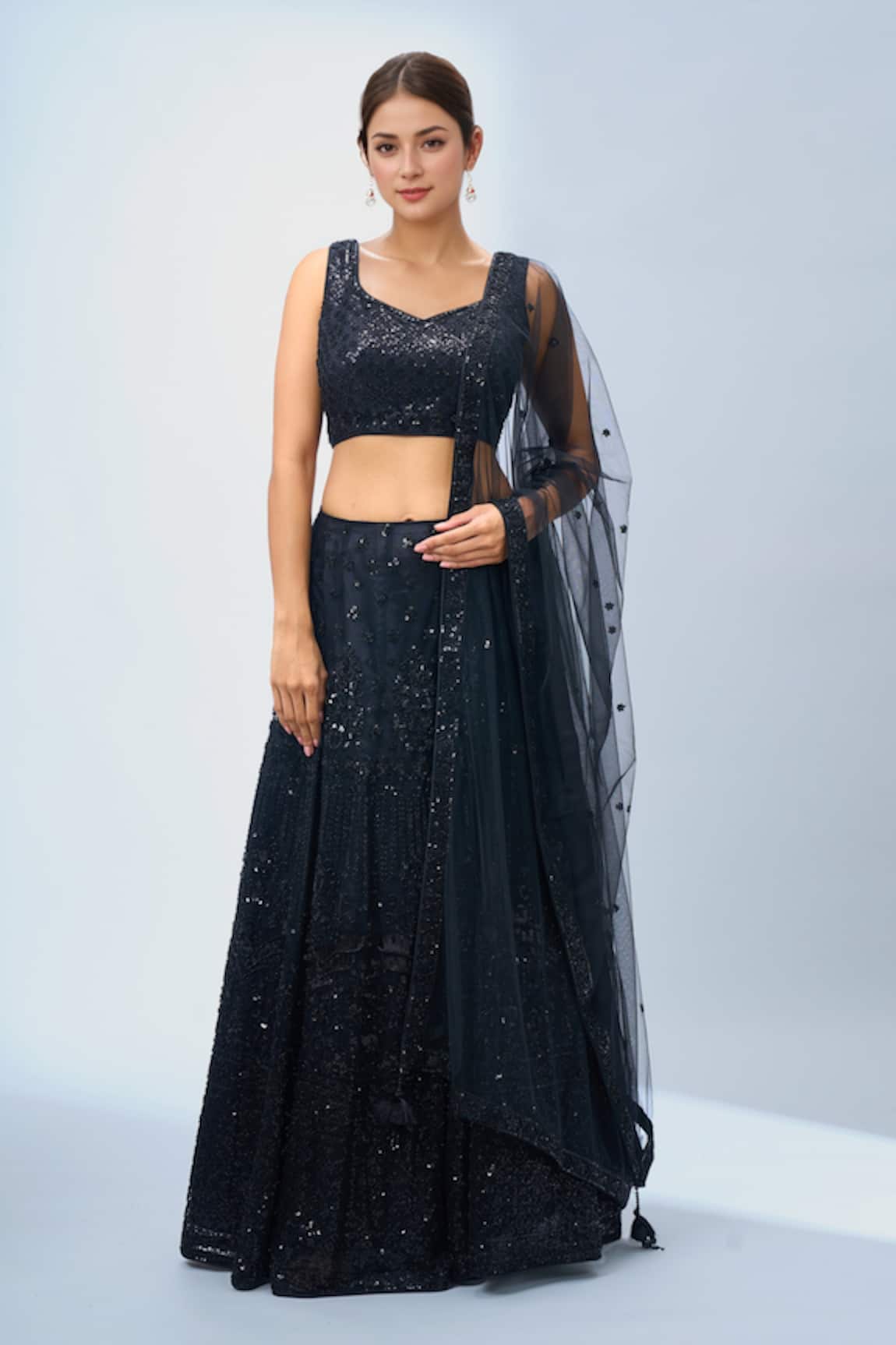 Samyukta Singhania Black Sequin Embellished Lehenga Set 