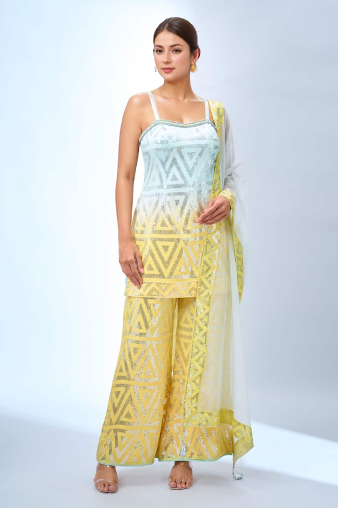 Samyukta Singhania Geometric Print Kurta Set With Dupatta 