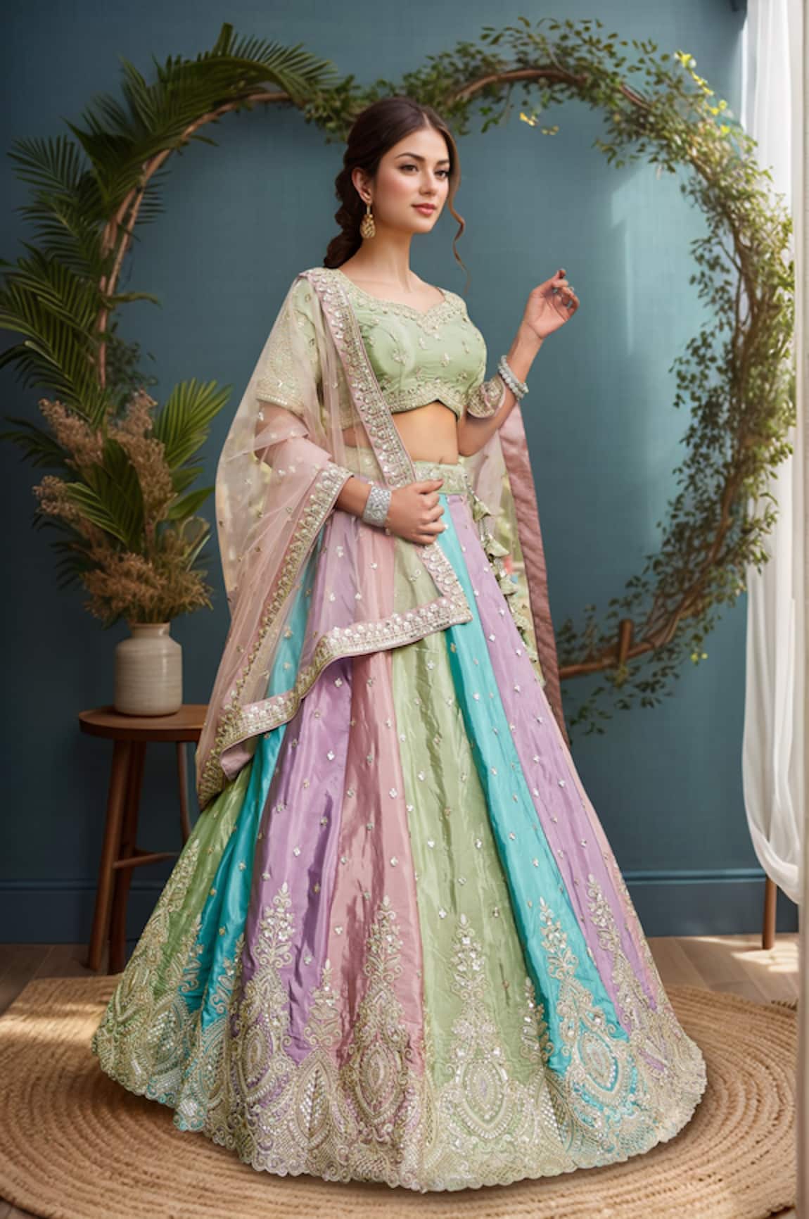 Samyukta Singhania Multi Color Embroidered Lehenga Set 